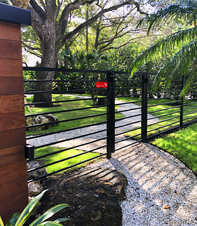 Black Aluminum Fence & Custom Gate Installed in Broward County, Florida